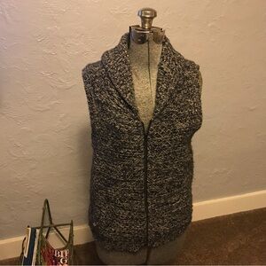 Eileen Fisher Tweedy Yak Merino Wool Blend Knit Sweater Vest Full Zip